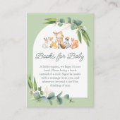 かわいい緑の森林地の動物の本をベビー エンクロージャーカード (正面)