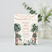 かわいい緑の植物の木々フローラリハーサルディナー インビテーションポストカード (スタンド正面)