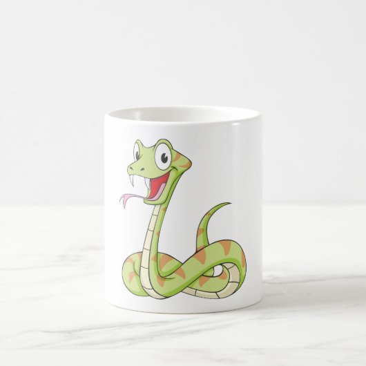かわいい緑の毒蛇のヘビの漫画のワイシャツ コーヒーマグカップ (中央)