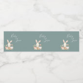 かわいい緑の水の色バニーベビーシャワー ペットボトルラベル (シングルラベル)