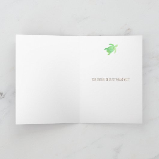 かわいい緑の水カラーの亀の速度は問題ない カード (内部)