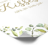 かわいい緑の水彩多くのキスがサイン ポスター (角)