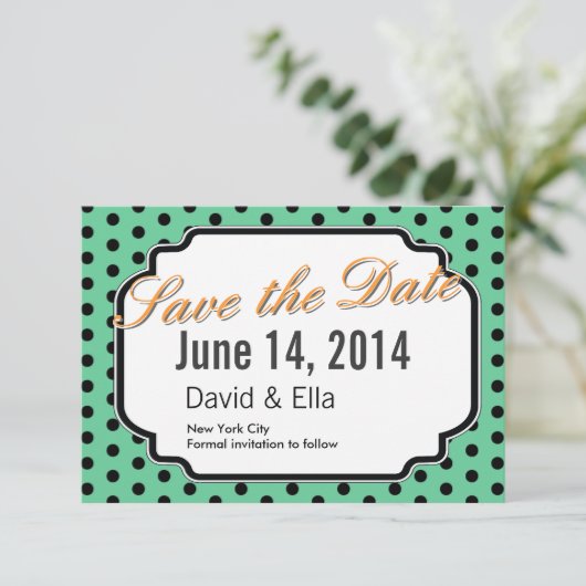 かわいい緑の水玉模様は日付カードを救います セーブザデート (スタンド正面)