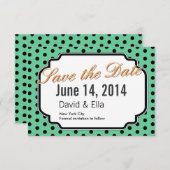 かわいい緑の水玉模様は日付カードを救います セーブザデート (正面/裏面)