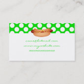 かわいい緑の水玉模様及び風味がよいホットドッグの軽食のデザイン 名刺 (裏面)