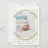 かわいい緑の水色のキツネ男の赤ちゃん写真誕生 案内状 (裏面)