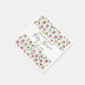 かわいい緑の水色のフローラカップル赤ちゃんシャワー スタンダードカクテルナプキン (角)