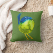 かわいい緑の水色の鳥 クッション (ブランケット)
