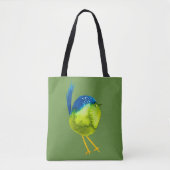 かわいい緑の水色の鳥 トートバッグ (正面)