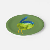 かわいい緑の水色の鳥 ペーパープレート (アングル)