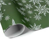 かわいい緑の氷晶の雪だるま式クリスマス ラッピングペーパー (ロールコーナー)