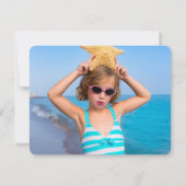 かわいい緑の漫画のクジラの子供の誕生日パーティーの写真 サンキューカード (裏面)