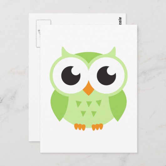 かわいい緑の漫画の赤ちゃんフクロウ ポストカード (正面/裏面)