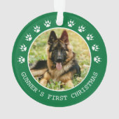 かわいい緑の犬の足跡写真フレーム クリスマス オーナメント (裏面)