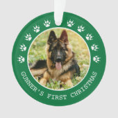 かわいい緑の犬の足跡写真フレーム クリスマス オーナメント (正面)