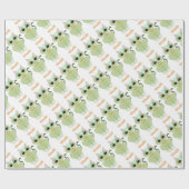 かわいい緑の猫の漫画 ラッピングペーパー (フラット)