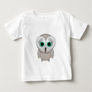 かわいい緑の目のフクロウのイラスト ベビーTシャツ