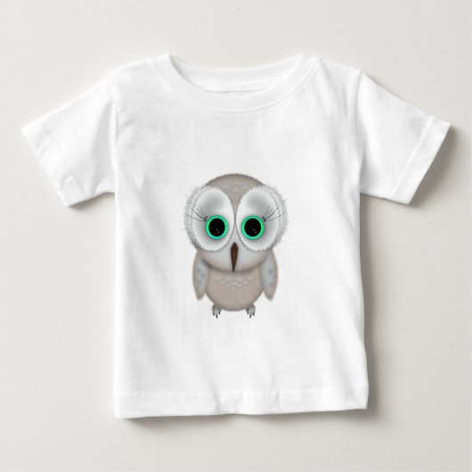 かわいい緑の目のフクロウのイラスト ベビーTシャツ (正面)
