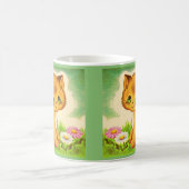 かわいい緑の目をした子猫プリント コーヒーマグカップ (中央)