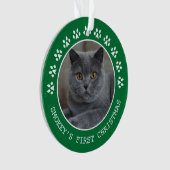 かわいい緑の肉球プリント フォトフレーム クリスマス オーナメント (正面)