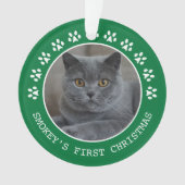 かわいい緑の肉球プリント フォトフレーム クリスマス オーナメント (正面)