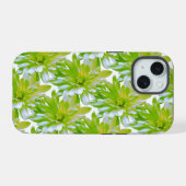 かわいい緑の花柄の緑の花の緑のデイジー iPhone 15ケース (裏面横)