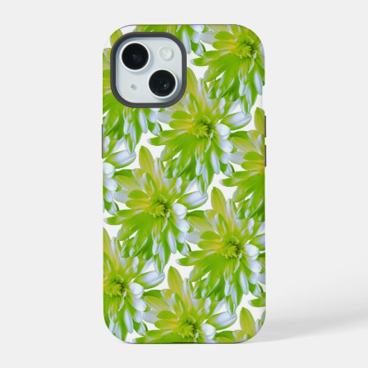 かわいい緑の花柄の緑の花の緑のデイジー iPhone 15ケース (裏面)
