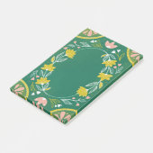 かわいい緑の花柄。植物の緑 ポストイット (アングル)