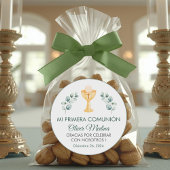 かわいい緑の葉のスペイン語初聖体拝領 ラウンドシール
