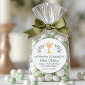 かわいい緑の葉のスペイン語初聖体拝領 ラウンドシール