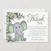 かわいい緑の象男女兼用の赤ちゃんシャワー