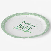 かわいい緑の赤ちゃんシャワー ペーパープレート (アングル)