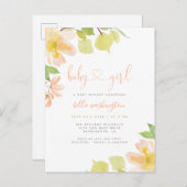 かわいい緑の赤面フローラ台本少女ベビーシャワー インビテーションポストカード (正面/裏面)