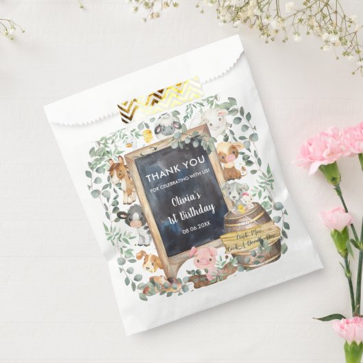 かわいい緑の農業動物誕生日赤ちゃんシャワー フェイバーバッグ (封をした状態)