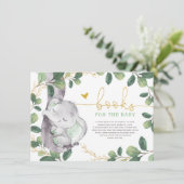 かわいい緑の金ゴールド緑の象の本ベビー エンクロージャーカード (スタンド正面)