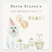 かわいい緑の錆びパーティー子犬任意の年齢誕生日 スクエアシール (正面)