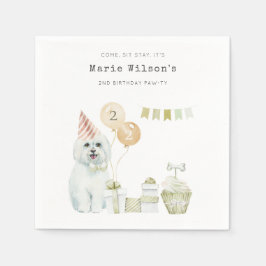 かわいい緑の錆びパーティー子犬任意の年齢誕生日 スタンダードカクテルナプキン