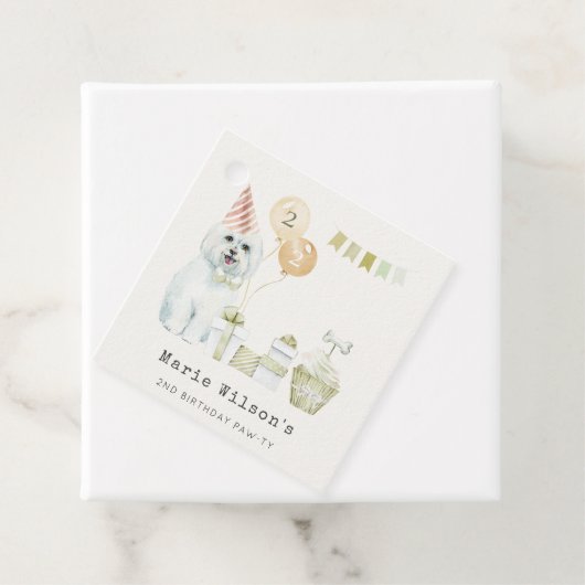 かわいい緑の錆びパーティー子犬任意の年齢誕生日 フェイバータグ (インサイチュ)