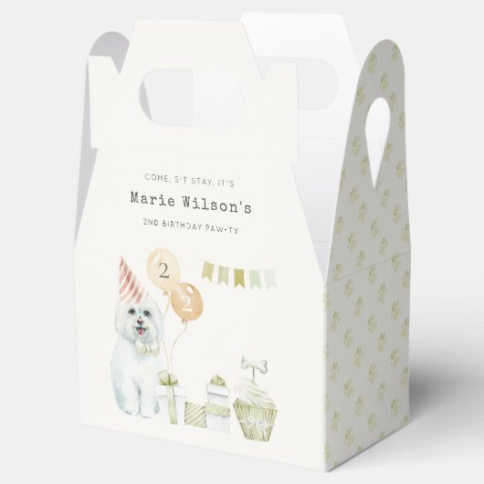 かわいい緑の錆びパーティー子犬任意の年齢誕生日 フェイバーボックス (オープン)