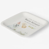 かわいい緑の錆びパーティー子犬任意の年齢誕生日 ペーパープレート (傾斜あり)