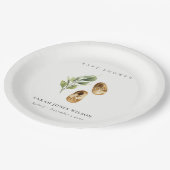 かわいい緑の錆オレンジシューズ葉ベビーシャワー ペーパープレート (アングル)