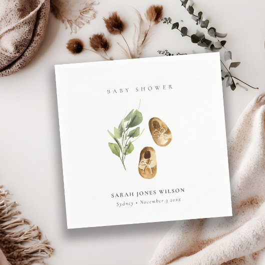 かわいい緑の錆オレンジシューズ養殖ベビーシャワー スタンダードカクテルナプキン