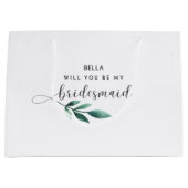 かわいい緑の離れ書道の花嫁 ラージペーパーバッグ (正面)