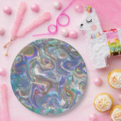 かわいい緑の青い抽象芸術大理石パターン ペーパープレート (パーティー)