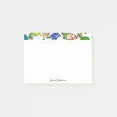 かわいい緑の青おもしろい動物の恐竜 ポストイット (正面)