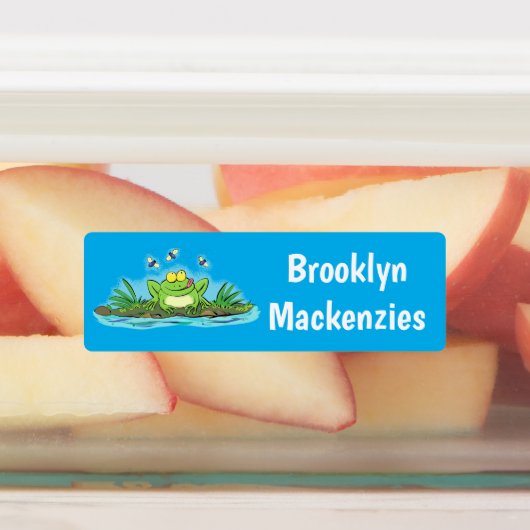 かわいい緑の飢えたカエルの漫画パーソナライズされた ラベル (貼付)