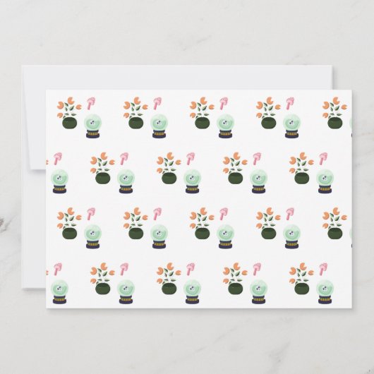 かわいい緑の魔女の誕生日パーティーの写真 招待状 (裏面)