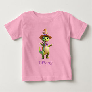 かわいい緑の魔術恐竜 ベビーTシャツ