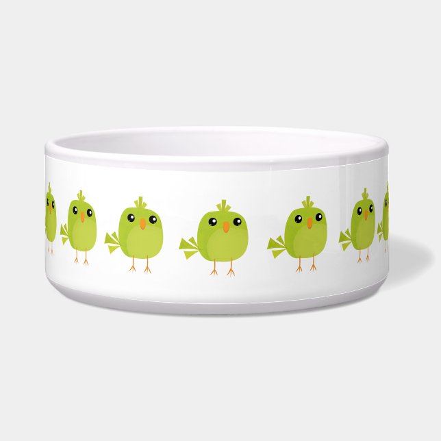 かわいい緑の鳥のキャラクター ボウル (正面)