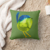 かわいい緑の鳥の水色 クッション (ブランケット)